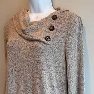Apt. 9 Heather Gray Button-Accent Cowl Neck Sweater